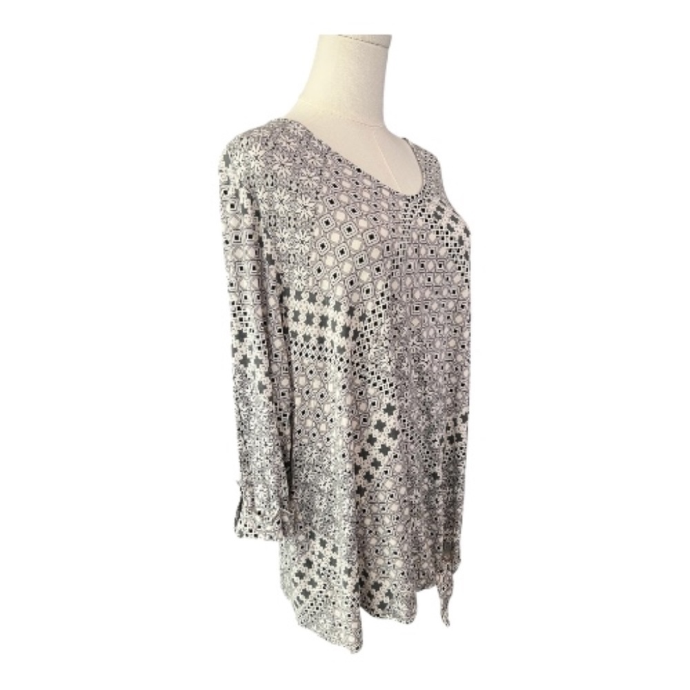 🆕 👚 NWOT CROFT & BARROW Women’s Geometric Floral 3/4 Sleeve Blouse | Size 1X - Picture 3 of 9